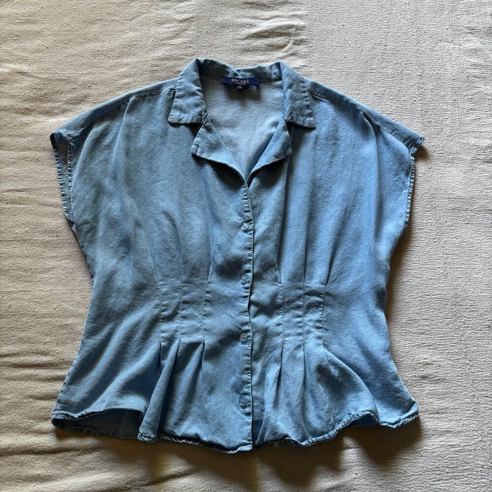 Rachel Roy Light Wash Soft Denim Button-up Shirt